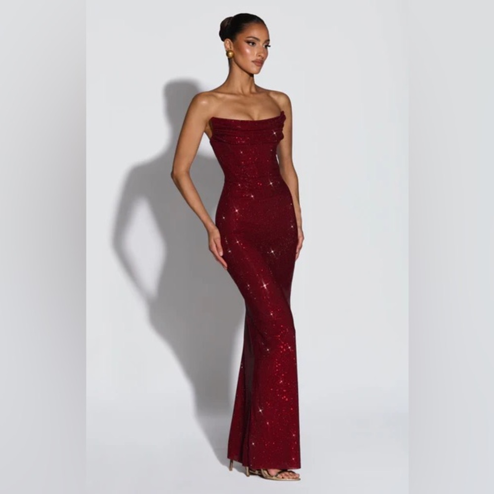 MIRABELLA MAXI DRESS - BURGUNDY - Picture 4 of 4